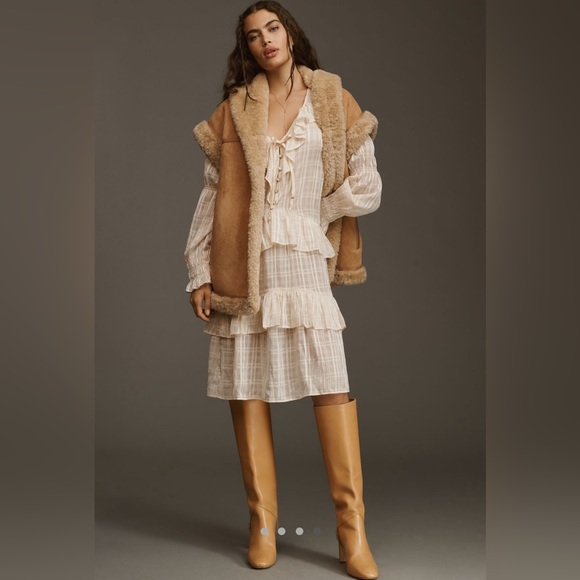 ✨ Anthropologie Long-Sleeve Sheer Ruffled Tunic Dress - Picture 4 of 11